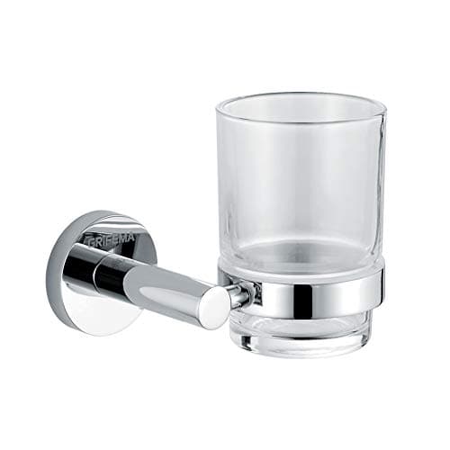 Image of GRIFEMA IBIZA-G30106 Wall Mounted Single Glass Tumbler and Brass Holder For Bathroom or Bedroom,Chrome