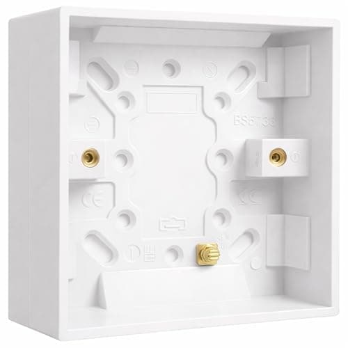 Image of 1 Gang 25mm Surface Pattress Box – Square 85x85mm White Back Box, BS5733 Compliant, Electrical Surface Mount Box