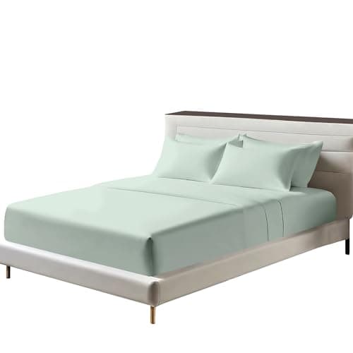 Image of Egyptian Cotton Fitted Sheets 25cm Deep Mattress Pocket 200 Thread Count Fitted Bed Sheet- Soft & Comfortable Bottom Sheet (Duck Egg, Double)