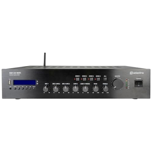 Image of Adastra | RM-Series 100V Mixer-Amplifier 120W with WiFi & Bluetooth | 5-Channel Rack Mountable Audio System for Commercial Sound, Streaming & Multi-Zone Control