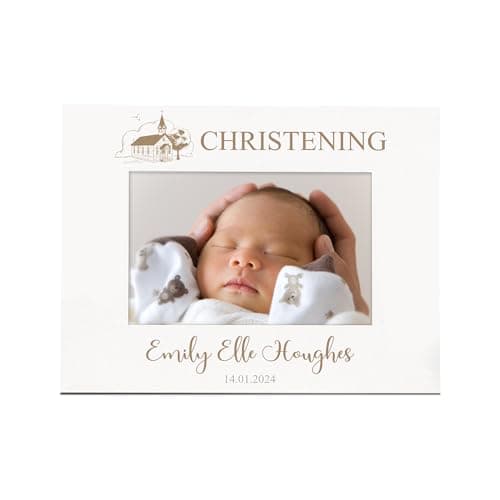 Image of Personalised Christening Day Photo Frame With Church Sketch