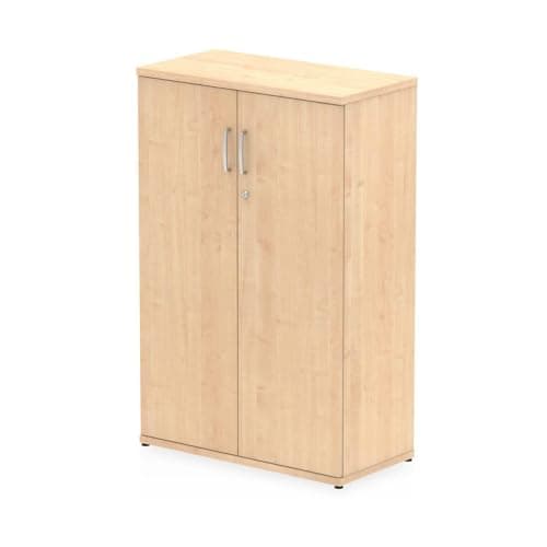 Image of OPO Impulse Freestanding 800/1200/1600/2000mm Storage Cupboard Mechanism & Lockable Office Storage 2 Shelves | Heat Resistant Beech Melamine Finish Maple 1200