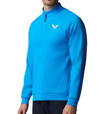 Image of Castore Flex Debossed 1/4 Zip LS Top, Men's Golf Shirt, Standard, blue, L