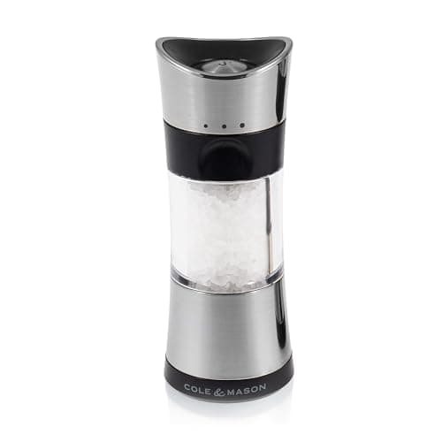 Image of Cole & Mason Horsham Chrome Salt Mill, Adjustable Ceramic Precision+ Inverta Grind Mechanism, Chrome/Acrylic, 154 mm, Includes 1 x Salt Grinder