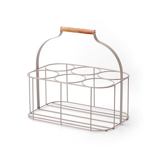 Image of simpa Colour Wire Metal Wine Beer Milk Beverage 6 Bottle Carrier Holder Caddy with Handle - Matt Cream