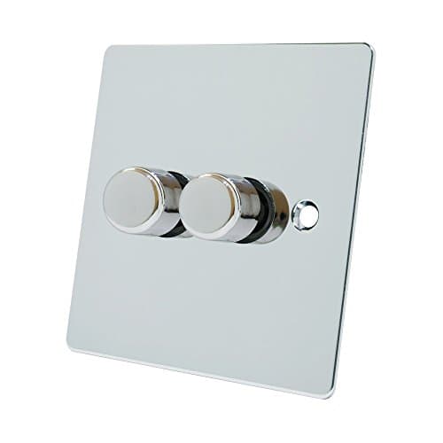 Image of Alliance Electrical FPC2GDIM40 10 A 400 W 2 Gang 2 Way Flat Dimmer Switch - Polished Chrome