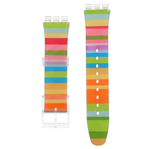 Image of ULDIGI Silicone Watch Band Replacement Strap for Women and Men Compatible with Swatch Rainbow Color Wristband for Sports and Daily Wear