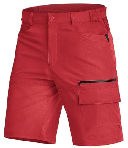 Image of KEFITEVD Mens Golf Shorts Lightweight Quick Dry Waterproof Cargo Shorts with Zip Pocket Summer Work Short,Tomato Red,32