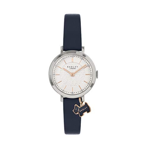 Image of RADLEY Ladies Silver Case Etched Dial with Charm Ink Strap Watch RY2861A