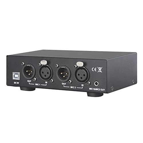 Image of Yeruvce USB Dual Mixed Output Phantom Power Supply Audio Interface Metal for Condenser Microphones Music Recording Equipment