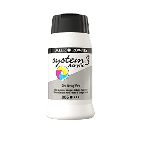 Image of Daler-Rowney System3 Acrylic Paint, Plastic Pot, 16.91oz - 500 ml, Zinc Mixing White
