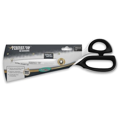 Image of Axus Decor Perfect Tip HD Scissors (Onyx Series) Stainless Steel Scissors with Super Sharp Blades and Rust Resistant, Precisely Wallpaper Cutter, Fabrics, Fine Mesh and More, Length 305mm
