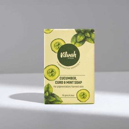 Image of Cucumber, Curd & Mint Soap Bar – Natural Handmade Refreshing Soap with Cooling Cucumber, Probiotic Curd & Mint Extract, Moisturizing & Soothing for All Skin Types, 115g