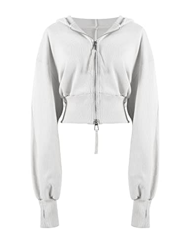 Image of Arssm Women's Casual Long Sleeve Hooded Sweatshirt, White, Size XS