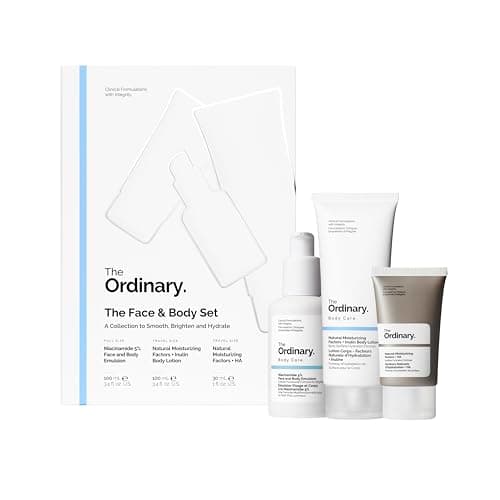 Image of The Ordinary Face & Body Set Daily Skincare Routine with Niacinamide 5% Face & Body Emulsion, Natural Moisturizing Factors + Inulin Body Lotion, and Natural Moisturizing Factors + Hyaluronic Acid