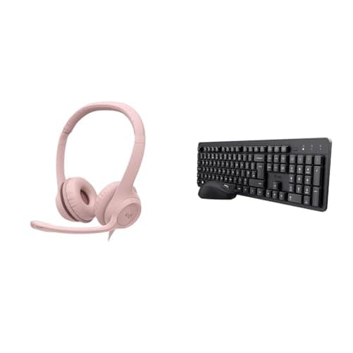 Image of Logitech H390 Wired Headset & Trust Ymo II Silent Wireless Keyboard