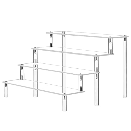 Image of Acrylic Riser Clear Display Risers Stand Cologne Organizer Acrylic Shelves 4 Tier Shelf for Amiibo Funko Figures Toys Cupcake Food Desserts Perfume Collection Cosmetic Jewelry Makeup Product(1 PACK)