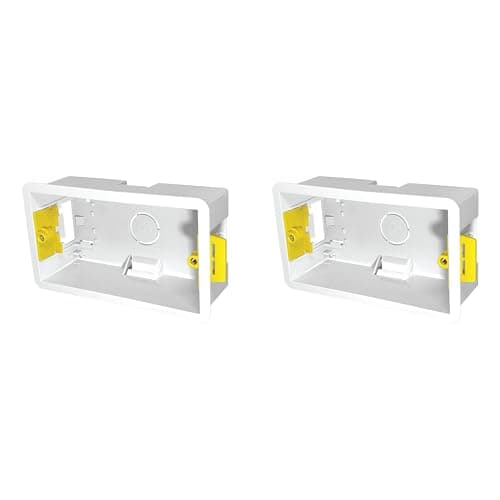 Image of Evoges 2 Gang Dry Lining Back Box 47mm | Deep Electrical Wall Box for Plasterboard | Fast-Fit Design (Pack of 2)