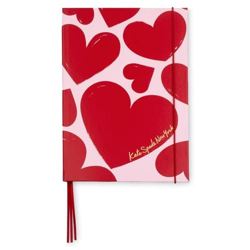 Image of kate spade new york Take Note XL Notebook Journal, Vegan Leather Hardcover Journal, Diary Includes 168 Lined Pages, 11" x 7" Writing Pad, Sweet Hearts