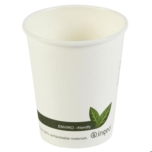 Image of Compostable Hot Drink Cups 8oz / 230ml - Set of 50 - Biodegradable Takeaway Coffee Cups