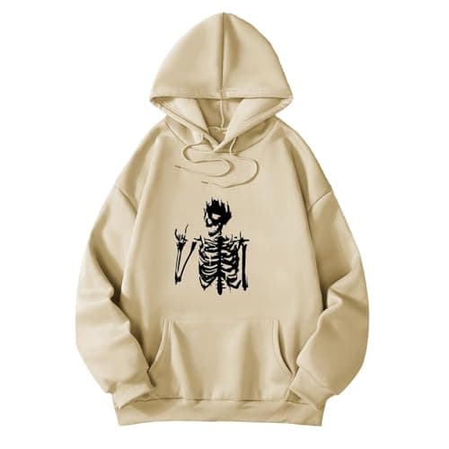 Image of Generisch 2025 Unisex Winter Hoodie with Fleece Lining Loose Fit for Halloween Cool Hoodies, beige, 4XL