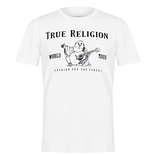 Image of True Religion Men's Short Sleeve Metallic Buddha Tee, Optic White, XXL