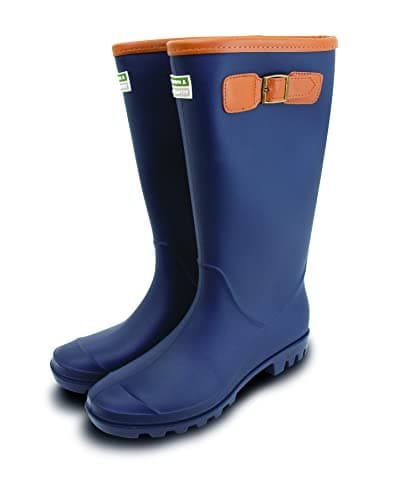 Image of Town & Country Burford Fleece Lined Wellingtons Boots Navy Sizes UK 4-12