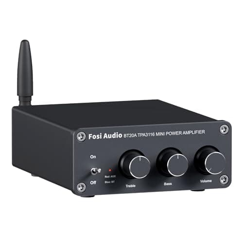 Image of Fosi Audio BT20A Bluetooth Amplifier for Speakers, Mini Stereo 2 Channel Amp Class D, with TPA3116 Chips 100W x 2 and Bass Treble Controls, for Home Audio Outdoor Passive Desktop Bookshelf Speakers