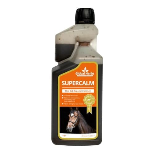 Image of Global Herbs SuperCalm Liquid Equine Fast-Acting Calming & Digestive Support 1 Litre