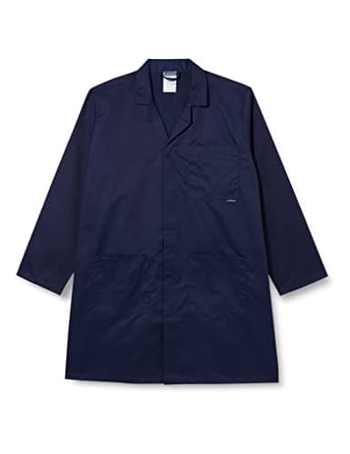 Image of Portwest C852 Mens Engineering Lab Coat Kingsmill Polycotton 245g Hardwearing Industrial Workwear Concealed Stud Food Hygiene Laboratory Warehouse Smock Chore Jacket, Navy, L