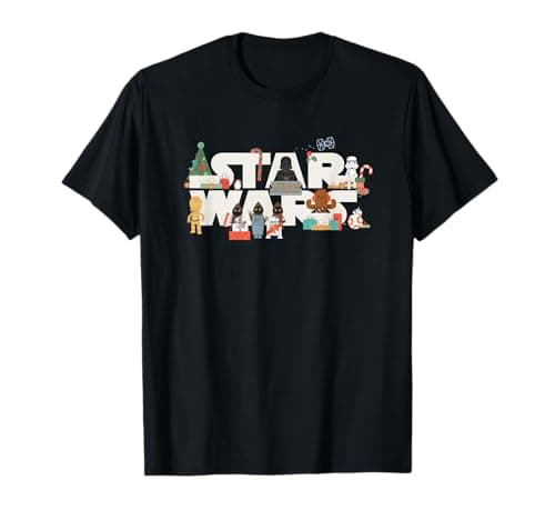 Image of Star Wars Logo with Vader Funny Holiday Characters Christmas T-Shirt