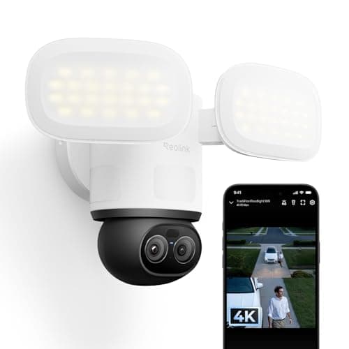 Image of Reolink TrackFlex Floodlight WiFi, 4K PTZ Camera Outdoor, 360° Auto-Tracking Zoom, 270° PIR Detection, 3000 Lumens, Floodlight Camera Wi-Fi 6 with Local AI Video Search, 24/7 Recording, Hardwired