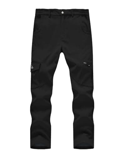 Image of Rdruko Mens Waterproof Trousers Winter Thermal Hiking Trousers Fleece Lined Outdoor Walking Pants Warm Softshell Ski Work Trousers with Multi Pockets (Black 32)