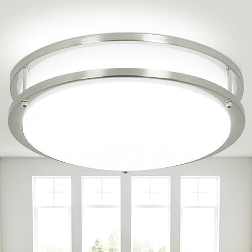 Image of DINGLILIGHTING 30W LED Ceiling Light Fixture, 13 in Flush Mount Ceiling Lights, Brushed Nickel Round Lamp for Living Room, Bedroom, Kitchen, Hallway,3000-6000K 5 Color Adjustable, Super Bright