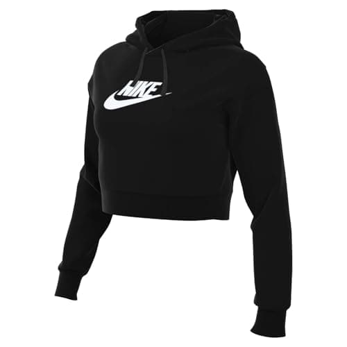Image of NIKE DQ5850-010 W NSW CLUB FLC GX CROP HDY Sweatshirt Women's Black/White Size S-S