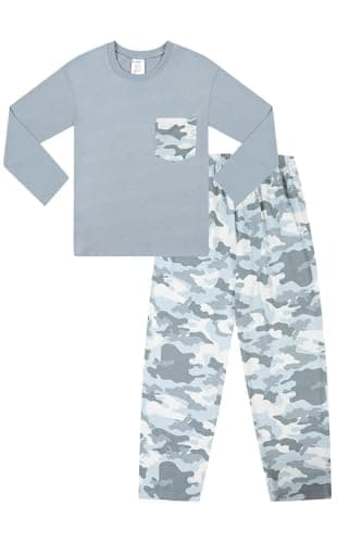 Image of ThePyjamaFactory Boys Camouflage 100% Cotton Long Grey Pyjama Set (11-12 Years)