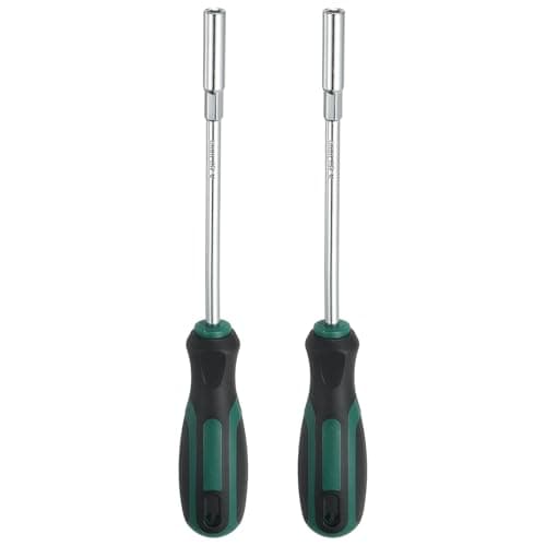 Image of sourcing map 2 Pcs Metric Nut Driver 6mm CR-V Non-Magnetic Tip Hollow Shafts Hex Socket Screwdriver with Anti-Slip Handle for Automobile Repair Bit Driver, Green/Black