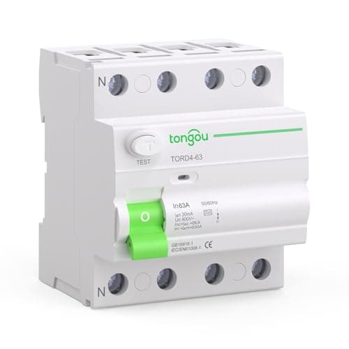 Image of TONGOU 63A Rcd 30ma Type A Rcd Circuit Breaker 3P+N 400V 6kA, Suitable for family homes, small commercial buildings and other scenarios