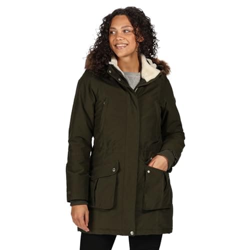 Image of Regatta Sefarina Waterproof Brethable Isotex 10000 Heavyweight Fill Durable Water Repellent Finish Internal Security Pocket Jacket - Dark Khaki, 12