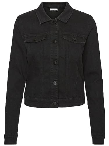 Image of NOISY MAY Women's Nmdebra L/s Wash Denim Jacket Noos, Black (Black Black), 12 (Size: Medium)