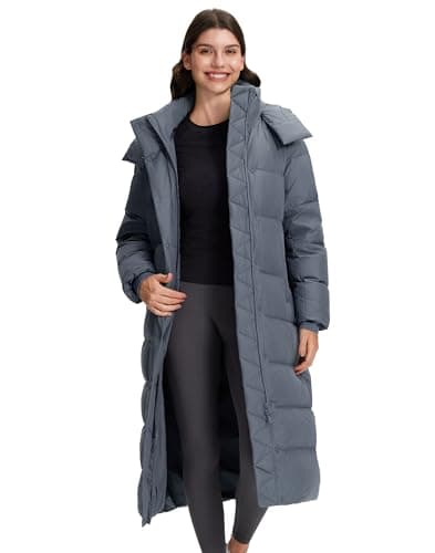 Image of Pioneer Camp Women's Long Warm Down Jacket, Wind and Water Resistant Quilted Coat, Women's Winter Jacket with Detachable Hood, Puffer Jacket with Pockets, Women's Down Coat for Cold Winter, gray, M