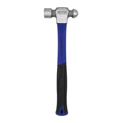 Image of Faithfull Ball Pein Hammer 24oz (680g) – High-Strength Fibreglass Shaft with Polished Steel Head & Ergonomic Non-Slip Grip for Metalworking, Engineering, General Repairs & DIY Projects