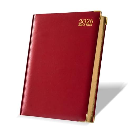 Image of G4GADGET 2026 A4 Diary Day a Page – Red | Daily Planner with UK Holidays | Hardback Organizer | A4 Diary with International Info, Notes & Conversion Charts