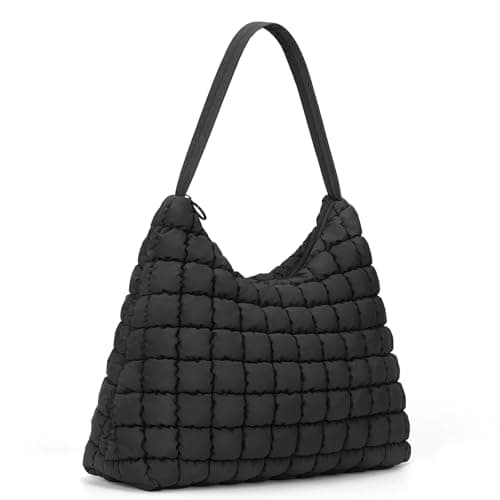 Image of HiTotes Quilted Shoulder Bag for Women Puffer Hobo Handbag Nylon Tote Bag Lightweight Puffy Handbag Everyday Carryall Tote