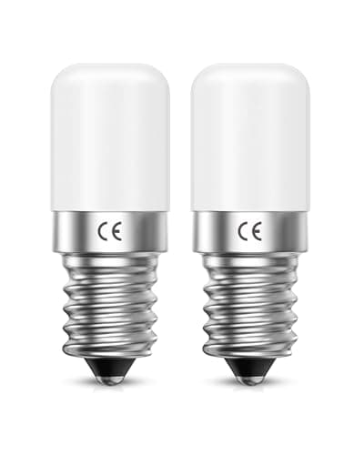 Image of Aurahome Fridge Bulb, E14 LED Light Bulb 1.5W Warm White 2700K SES E14 Small Screw Light Bulb Low Watt Pygmy Bulb 15W Equivalent Screw in for Salt Lamp/Sewing Machine/Night Light/Cooker Hood 2PCS