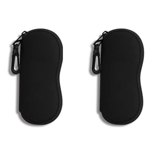 Image of Hion 2Pack Eyeglass Case Sunglasses Soft Pouch with Belt Clip Ultra Light Neoprene Zipper Eyeglass Case Printed Sunglass Bag for Stylish Portable Travel Glasses Casefor Men & Women