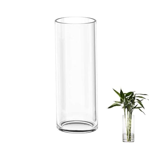 Image of TSKDKIT Large Glass Vase for Flowers 30cm Glass Cylinder Vase Clear Vases for Living Room Modern Large Vases 30 x 10cm