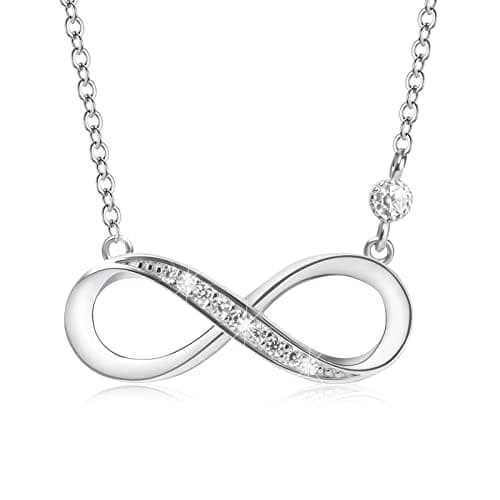 Image of Aucuu Women's Sparkling Infinity Pendant Necklace, Women Necklace with Shiny Cubic Zirconia, Adjustable Infinity Necklace - Luck & Eternity Gifts for Lover/Mum/Girls, 48cm