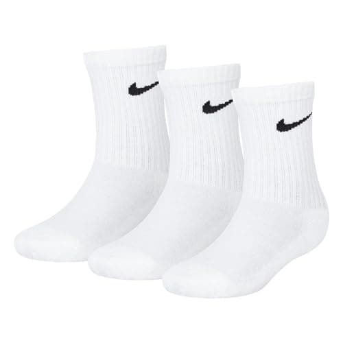 Image of NIKE Mens Kids Basic Pack Crew 3pk Eu 27-35 SOCKS, White