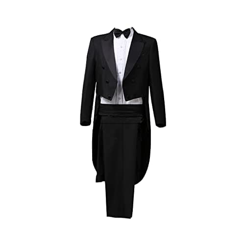 Image of Men Tuxedo Suits Slim Fit Formal Magic Show Costume Tailcoat Jacket Musician Cosplay Fancy Dress Suit Prince Party Tux Blazer Embroidery Vintage European Court Blazer Coats (Black, M)